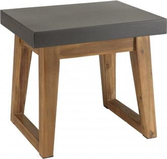 Macabane Mesa auxiliar rect. 50x40cm patas trapecio efecto hormigón oscuro