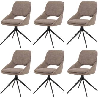 Hhg Non utilizzato] Set 6 sedie pranzo HHG 612, cucina, posizionamento automatico girevole, stoffa/tessuto boucl&eacute; (540g/m&sup2;), beige