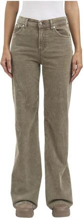 Dondup Pantalone a Costa Amber - Dames - Wijde Broeken - Groen - W25 - Katoen - Broeken