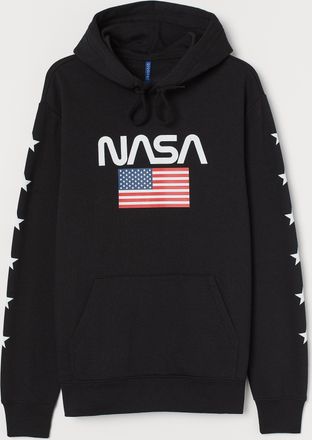 H&M Kapuzenshirt mit Druck - Schwarz