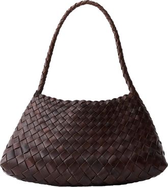 Dragon Diffusion Rosanna Dark Brown Handwoven Leather Baguette Bag