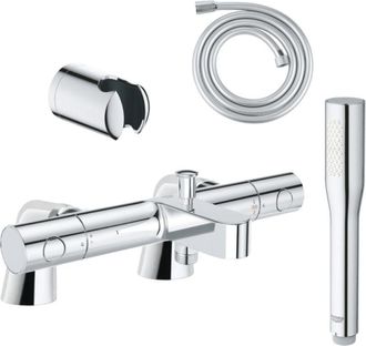 GROHE Conjunto De Grifer&iacute;a Termost&aacute;tica Grohe Trend Con Elevadores + Teleducha Vitalio Get Stick De 1 Chorro + Latiguillo De 1750 Mm Y Soporte