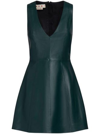 Marni Leren mini-jurk - Groen