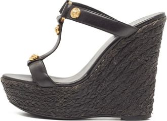 Versace Sandali in pelle con tacco 130mm - Nero