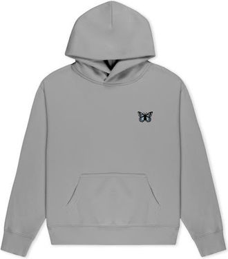 Dalix Butterfly Relaxed Midweight Fleece Pullover Hoodie in Storm at Nordstrom, Size Xx-Large