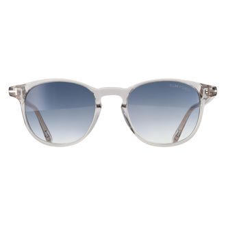 Tom Ford Round Mens Shiny Crystal Clear Blue Gradient Holt-02 FT1302 - One Size