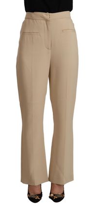 Alberta Ferretti Beige Viscose High Waist Flared Dress Trouser Womens Pants (Pre-Owned)