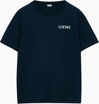 Loewe Mens Loewe Pocket Embroidered Logo T-shirt in Navy - Size: 40