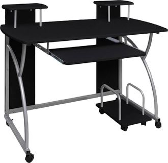 vidaXL Vidaxl - Escritorio Ordenador Madera Contrachapada Negro 110x52x88,5 Cm
