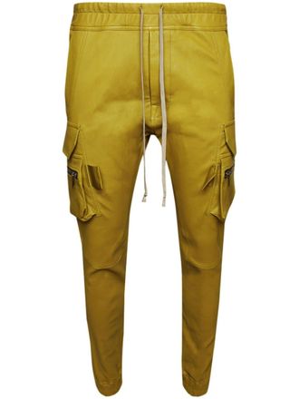 Rick Owens elasticated-waist tapered leather trousers - men - Cotton/Spandex/Elastane/Lamb Skin - 56 - Yellow