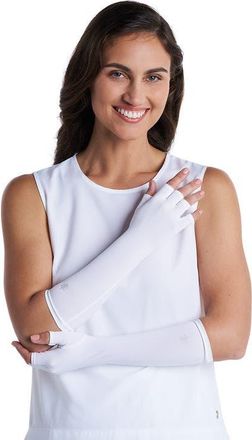 Coolibar Fingerless Mid-length UV Sun Gloves - UPF 50+ Sun Protection - Bona in White at Nordstrom, Size X-Large
