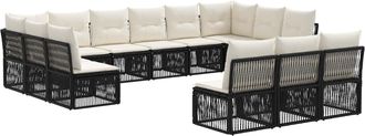 vidaXL Conjunto De Sof&aacute;s De Jard&iacute;n 13 Uds. Negro Rat&aacute;n Sint&eacute;tico Vidaxl