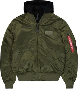 Alpha Industries Alpha Industries Mens MA-1 D-Tec Hood Bomber Jacket - Dark Green - Size X-Large