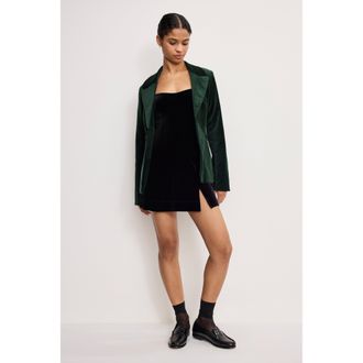 Good American Womens Velvet Sculpted Blazer | Pine Green, Size Medium | Good American by Khlo&Egrave; Kardashian