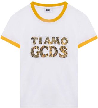 GCDS Gcds, Tops, Dames, Wit, M, Katoen, Ti Amo Animalier T-shirt