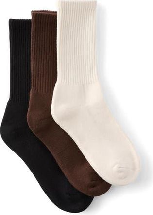 Cotton On Mens 3 Pack Essential Socks in Chocolate Bone Black at Nordstrom