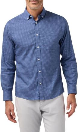 Mizzen+Main Kennedy Trim Fit Performance Button-Down Shirt in Coastal Fjord Dot at Nordstrom, Size Xx-Large