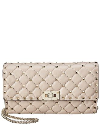 Valentino Rockstud Spike Leather Wallet On Chain