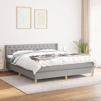 vidaXL Cama Box Spring Con Colch&oacute;n Tela Gris Claro 160x200 Cm Vidaxl