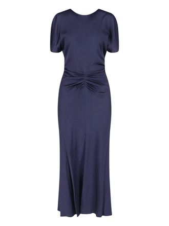 Victoria Beckham Midi-Length Dress with Fitted Waist and Subtle Ruching