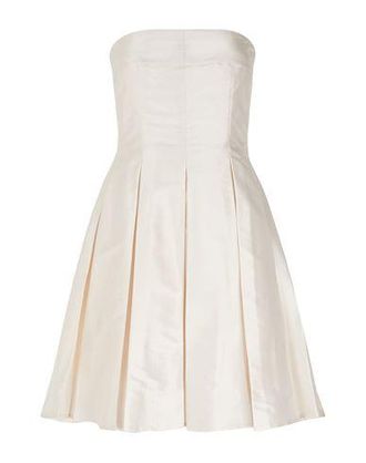 8 by YOOX SILK-SHANTUNG BANDEAU PLEATED MINI DRESS