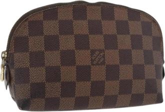 Louis Vuitton Pre-owned Damier Ebene Pouch - Dames - Vintage Clutch - Bruin - ONE Size - Leer - Vintage