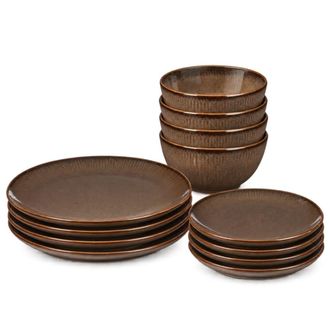 MiCa Decorations Juego de vajilla nusa marr&oacute;n h29.5xb28xl29cm