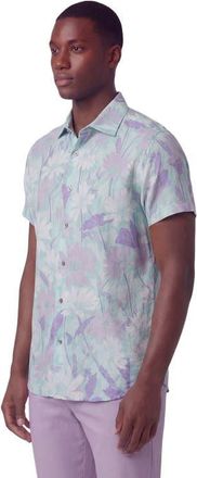 Lords of Harlech Uomo Springtime Short Sleeve Fine Linen Shirt in Springtime Spearmint at Nordstrom, Size Xx-Large