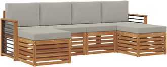 vidaXL Conjunto De Sof&aacute;s De Exterior 6 Uds. Natural Y Gris Claro Vidaxl