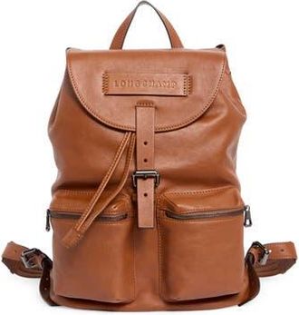Longchamp LC3D Medium Leather Backpack in Cognac at Nordstrom Rack