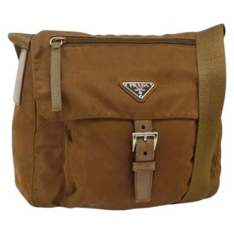 Prada Pre-owned Cross Body Bags, female, Brown, Size: ONE SIZE Pre-owned Vintage Nylon Shoulder Bag