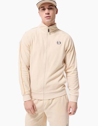 Sergio Tacchini Mens Sergio Tacchini Tasso Velour Track Top Jacket Sandshell/Orange Pepper - Size: 3XL