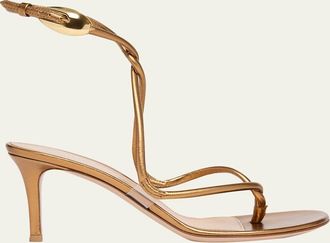 Gianvito Rossi 70mm Jungle Mamba Metallic Leather Sandals