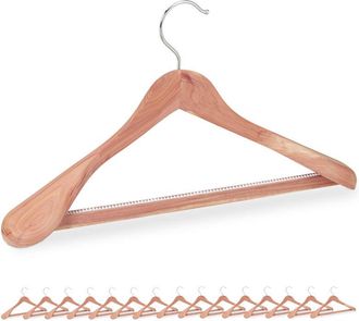Relaxdays Perchas Para Trajes, Pack De 16, Colgadores Ropa, Madera Cedro, Antipolillas, Barra Para Pantalones, Natural - Relaxdays