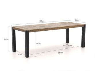 Tierra Outdoor Liv/ROUGH-S 220cm dining tuinset 7-delig stapelbaar
