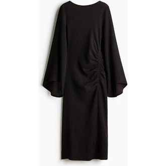 H&M Trumpet-sleeved Jersey Dress in Dark Brown at Nordstrom, Size Xx-Large
