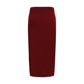 Alessandra Rich Merino Wool Openwork Knit Skirt - Bordeaux