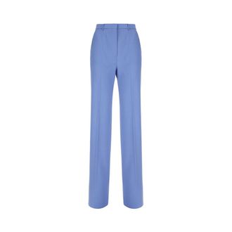Max Mara Quasar Straight Broeken - Dames - Straight fit broeken - Blauw - S - Leer - Broeken