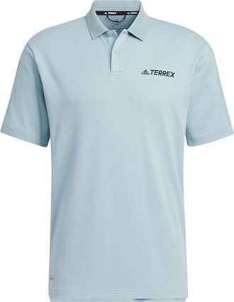 adidas Mens adidas Terrex Tx Logo Solid Color Sports Short Sleeve Light Gray Polo Shirt HM3815