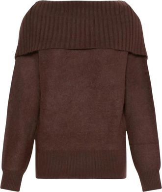 Sportmax Lange Gebreide Trui - Dames - Ronde hals truien - Bruin - S - Wol - Truien & Vesten