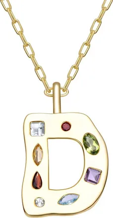 Genevive 14K Plated Cz Alphabetical Necklace