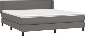 vidaXL Vidaxl - Cama Box Spring Con Colch&oacute;n Cuero Sint&eacute;tico Gris 160x200 Cm
