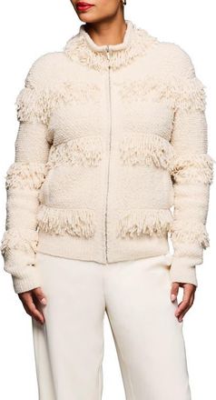 Nic+Zoe Fringe Knit Jacket in Chamois at Nordstrom, Size Xx-Large