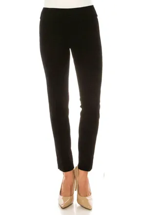 Zac & Rachel Printed Velvet Ankle Pull-On Pants In Black Glen Plaid