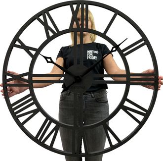 OEM Reloj De Pared Loft Grande, Negro, De 80 Cm