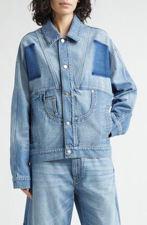 Stella McCartney Deconstructed Denim Jacket in Mid Blue at Nordstrom, Size X-Large
