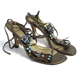 Stuart Weitzman bronze jewelled sandals Size 36.5