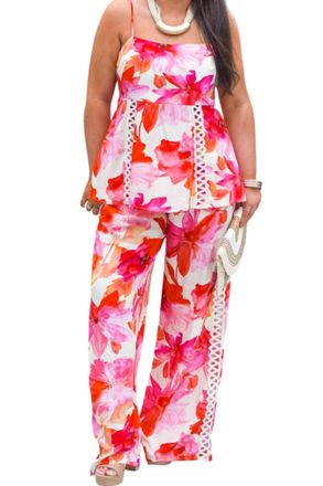 Entro Coral Coast Watercolor Floral Two-Piece Set In Pink