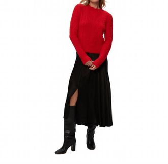 Michael Stars Pia Cable Knit Sweater In Cherry