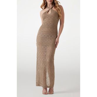 Guess Cynthia Sequin Keyhole Maxi Dress in Wet Sand Multi at Nordstrom, Size X-Large